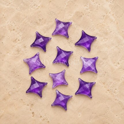 Purple Amethyst Carved Ninja Star Loose Gemstone 12mm