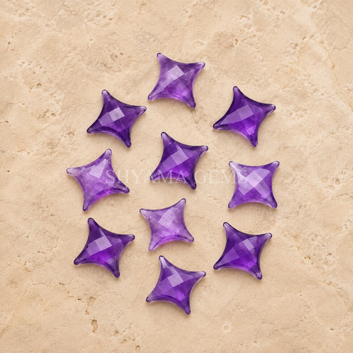 Purple Amethyst Carved Ninja Star Loose Gemstone 12mm Purple Amethyst Carved Ninja Star Loose Gemstone 12mm