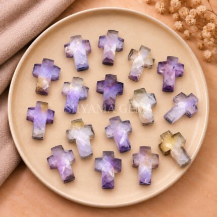 Ametrine Faceted Cross Shape Loose Gemstone 15x10mm