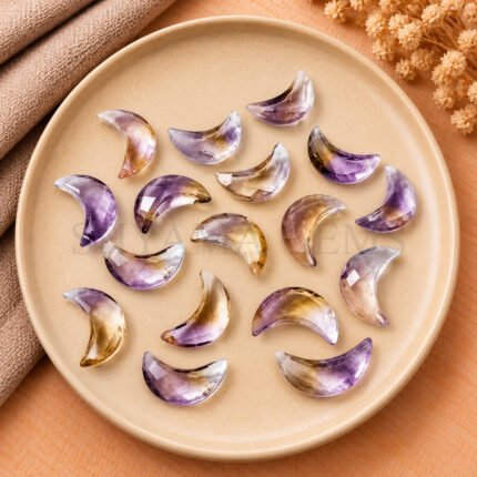 Ametrine Faceted Moon Gemstone 17mm
