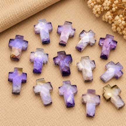 Ametrine Faceted Cross Shape Loose Gemstone 15x10mm