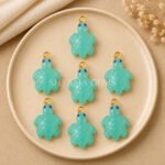 Aqua Blue Chalcedony Turtle Carved 18mm Gemstone Pendant