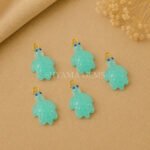Aqua Blue Chalcedony Turtle Carved 18mm Gemstone Pendant