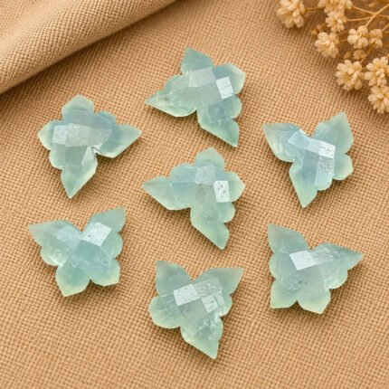 Aqua Blue Chalcedony Faceted Butterfly Shape Loose Gemstone 14x10mm