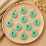 Aqua Chalcedony Round Inlay Pendant 15mm