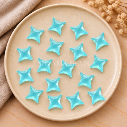 Aqua Chalcedony Carved Ninja Star Loose Gemstone 15mm