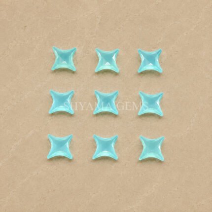 Aqua Chalcedony Carved Ninja Star Loose Gemstone 12mm