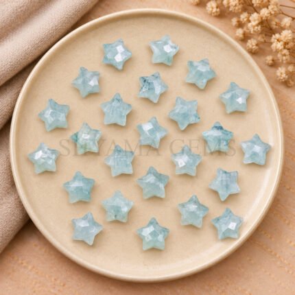 Aquamarine Star Faceted Loose Gemstone 10mm