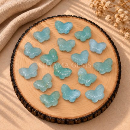 Aquamarine Hand Carved Butterfly Gemstone 13mm