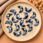Black Jasper Faceted Moon Gemstone 17mm