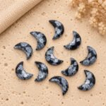 Black Jasper Faceted Moon Gemstone 17mm
