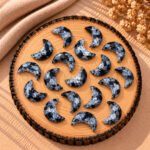 Black Jasper Faceted Moon Gemstone 17mm