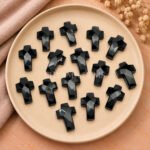 Black Onyx Faceted Cross Shape Loose Gemstone 15x10mm