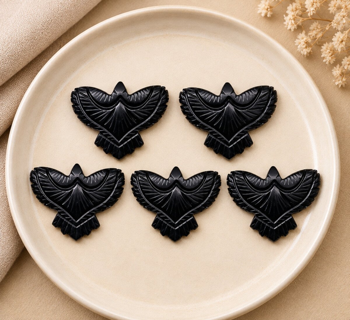 Black Onyx Eagle Carving Gemstone 30mm Black Onyx Eagle Carving Gemstone 30mm