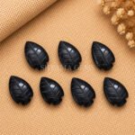 Black Onyx Leaf Carved Gemstone 14x10mm