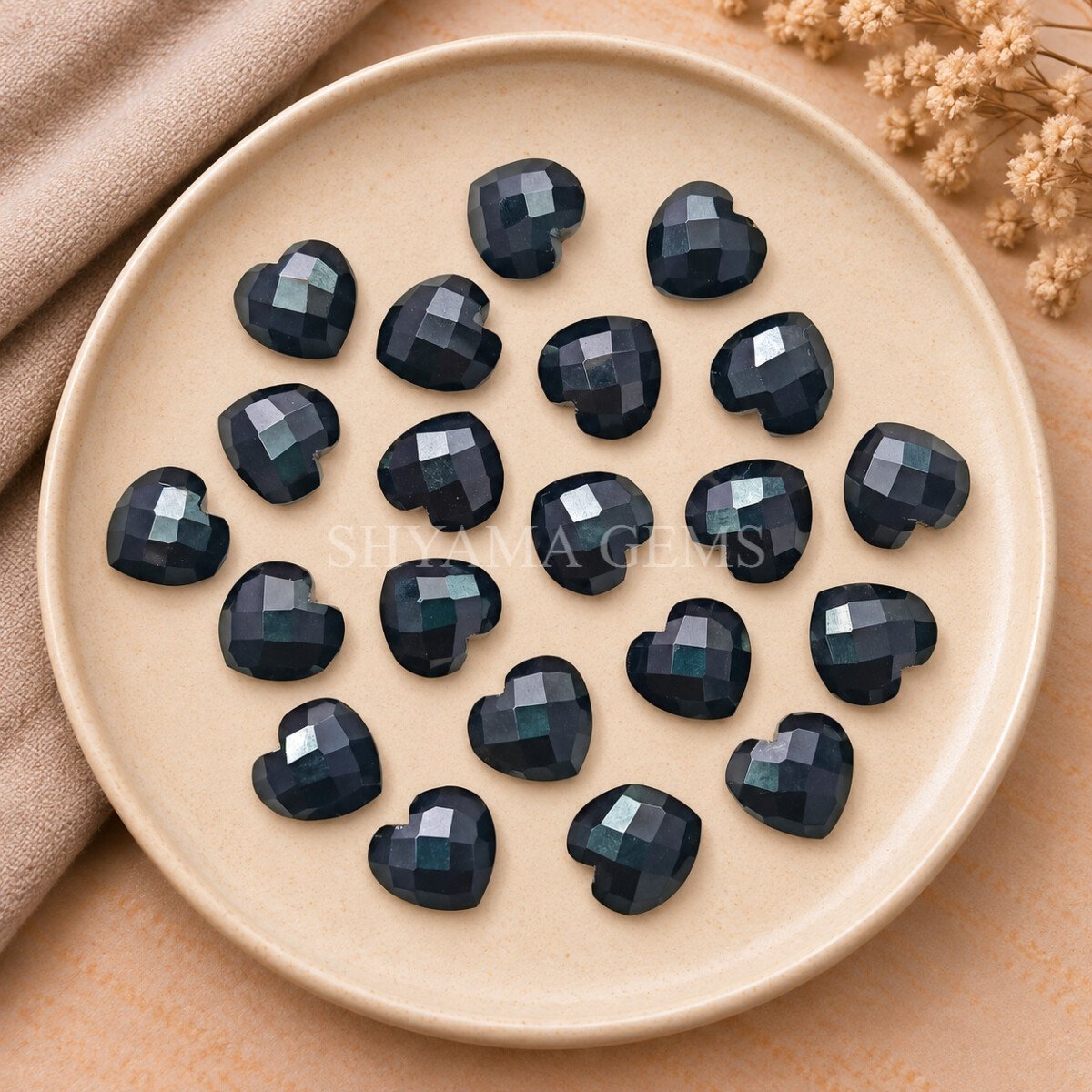 Black Onyx Heart Faceted 10mm Gemstone Black Onyx Heart Faceted 10mm Gemstone
