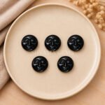 Black Onyx Full Moon Face Carved 15mm Loose Gemstone