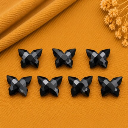 Black Onyx Faceted Butterfly Shape Loose Gemstone 14x10mm
