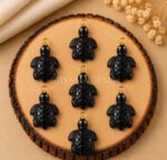Black Onyx Turtle Carved 18mm Gemstone Pendant