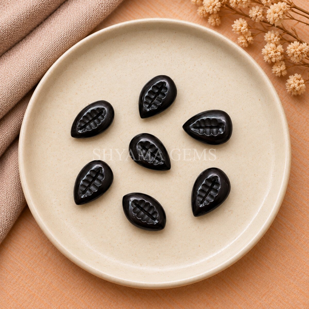 Black Onyx Cowrie Shell Carved Loose Gemstone 20×15mm Black Onyx Cowrie Shell Carved Loose Gemstone 20×15mm