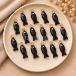 Black Onyx Fish Inlay Pendant 25x8mm