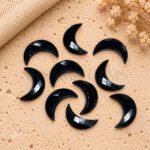 Black Onyx Faceted Moon Gemstone 17mm