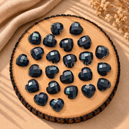 Black Onyx Heart Faceted 10mm Gemstone
