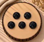 Black Onyx Full Moon Face Carved 15mm Loose Gemstone