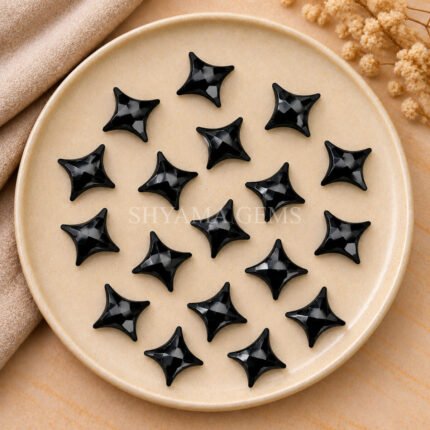 Black Onyx Carved Ninja Star Loose Gemstone 15mm