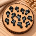 Black Onyx Faceted Cross Shape Loose Gemstone 15x10mm