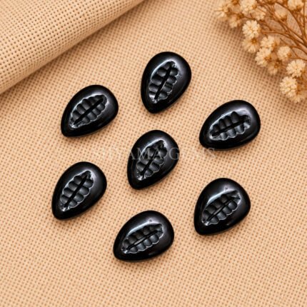 Black Onyx Cowrie Shell Carved Loose Gemstone 20×15mm