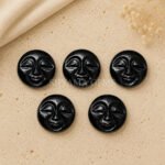 Black Onyx Full Moon Face Carved 15mm Loose Gemstone