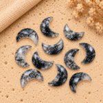 Black Rutile Faceted Moon Gemstone 17mm