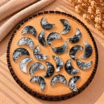 Black Rutile Faceted Moon Gemstone 17mm