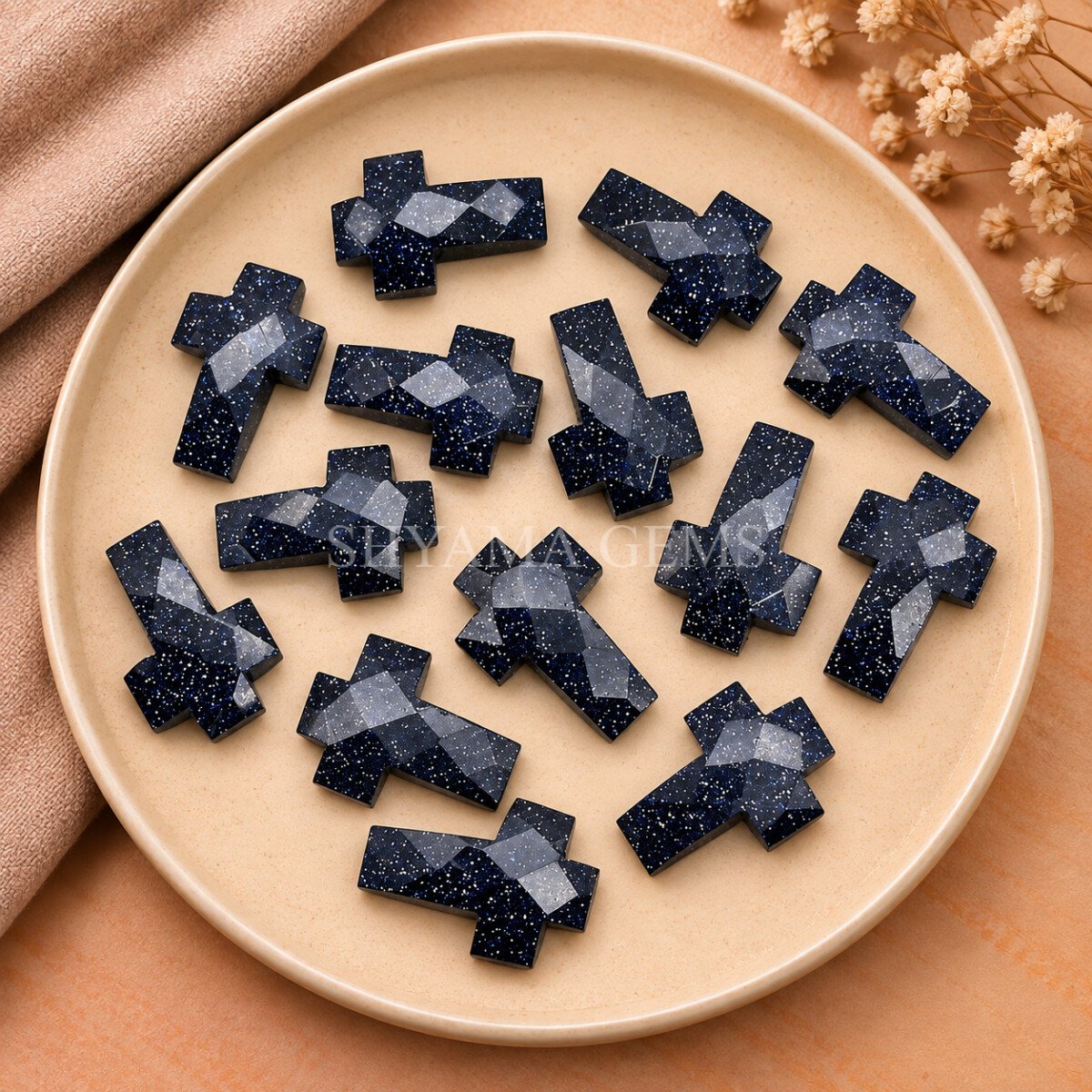 Black Sunstone Faceted Cross Shape Loose Gemstone 15x10mm Black Sunstone Faceted Cross Shape Loose Gemstone 15x10mm