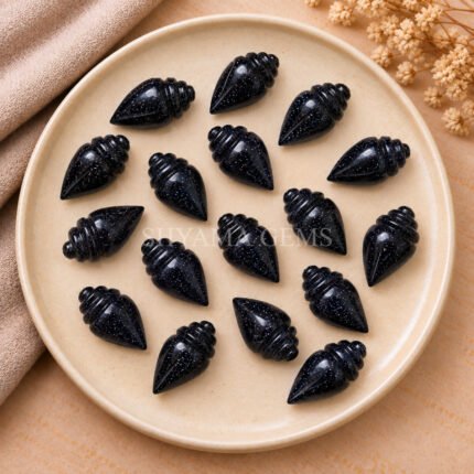 Black Sunstone Conch Shell Carved Gemstone 18×10mm