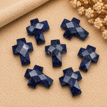 Black Sunstone Faceted Cross Shape Loose Gemstone 15x10mm