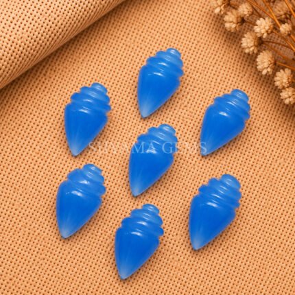 Blue Chalcedony Conch Shell Carved Gemstone 18×10mm