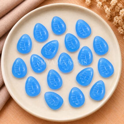 Blue Chalcedony Cowrie Shell Carved Loose Gemstone 20×15mm