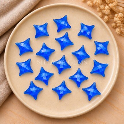 Blue Chalcedony Carved Ninja Star Loose Gemstone 15mm