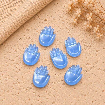 Blue Chalcedony Carved Hamsa Hand 25mm