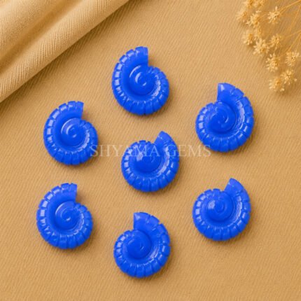 Blue Chalcedony Shell Snail Nautilus Carved 20mm Gemstone