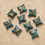 Blue Copper Turquoise Carved Ninja Star Loose Gemstone 12mm