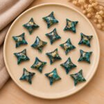 Blue Copper Turquoise Carved Ninja Star Loose Gemstone 15mm