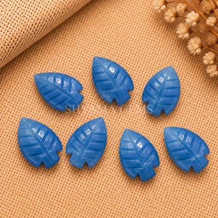 Blue Opal Leaf Carved Gemstone 14x10mm