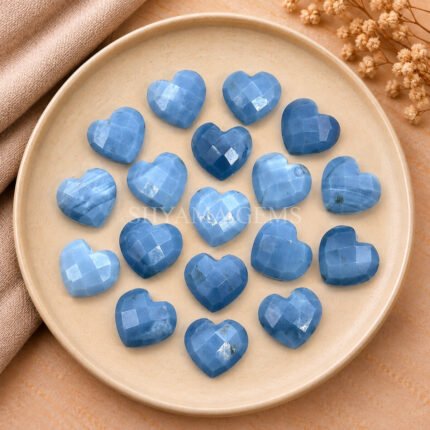 Blue Opal Heart Faceted 10mm
