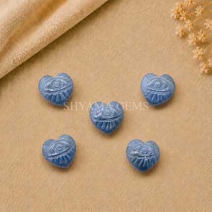 Blue Opal Carved Evil Eye Heart Loose Gemstone 12mm