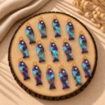 Blue Purple Turquoise Fish Inlay Pendant 25x8mm