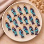 Blue Purple Turquoise Fish Inlay Pendant 25x8mm