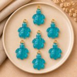 Blue Topaz Quartz Hydro Turtle Carved 18mm Gemstone Pendant